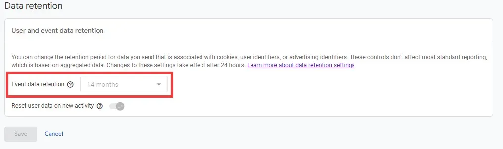 GA4 Data Retention