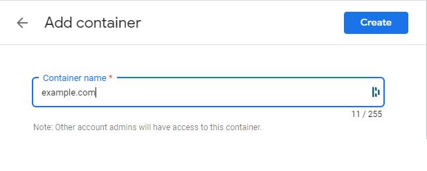 Create google optimize container